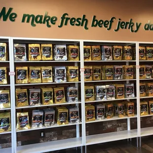 A variety of fresh beef jerky