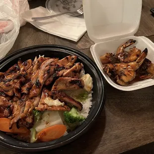 Mango Habanero Chicken Plate. Side of shrimp.
