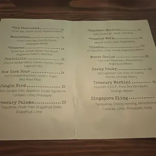 menu