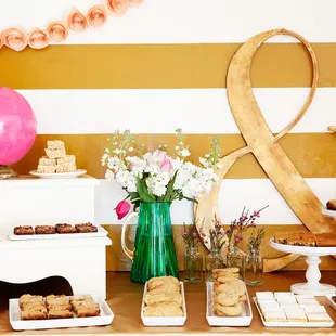 a variety of desserts on a table