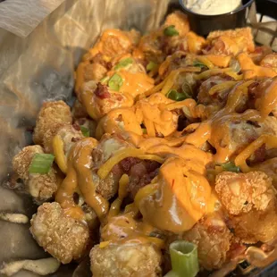 a plate of loaded food