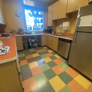 Parent kitchen with window out to play area
