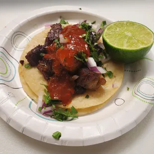 a taco and a lime