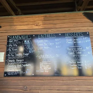 Menu (sorry about the glare)