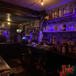 a dimly lit bar