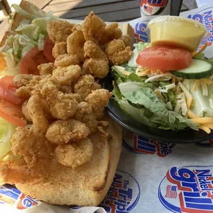 Shrimp po-boy with side salad