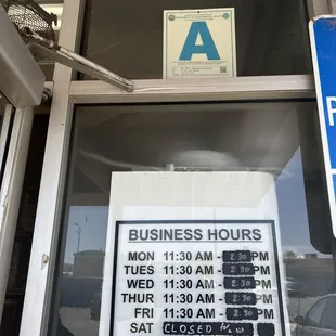 Open hours and food safety rating