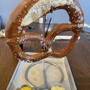 Greasy giant soft pretzel.