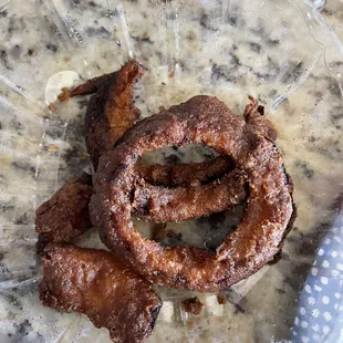 Burnt onion rings