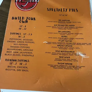 menu