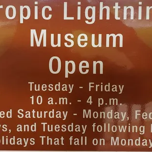 This is the sign posted outside the museum entrance.