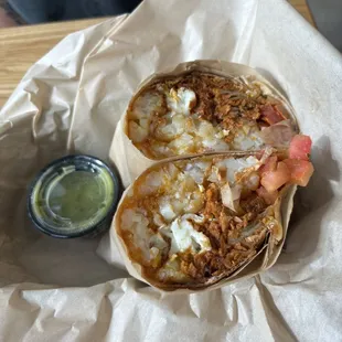 Breakfast burrito with soyrizo