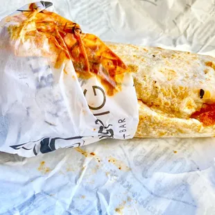 a half eaten sandwich