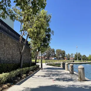 a walkway along a waterway