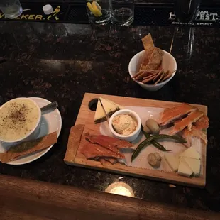 Chowder with the fish/cheese board