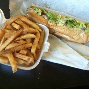 Cheesesteak and fries