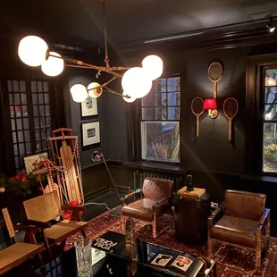 The front room at Christmas. This room is dark and moody - just across the entry from the bright and light living room.