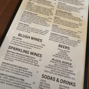 Drinks menu.