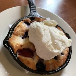 Fruit cake/cobbler with vanilla bean ice cream