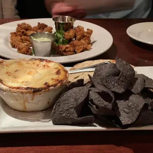 Blue Crab Dip and fired Fried Oysters