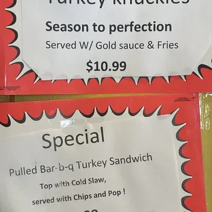 Seasonal specials I'm sure worth a try