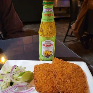 Kolkata Cabin-Style Fish Fry, $11.99 – 5 Stars, served with the mustard sauce