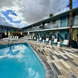 Pool and the other side has cabanas