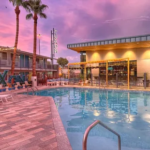 Beautiful sunset poolside