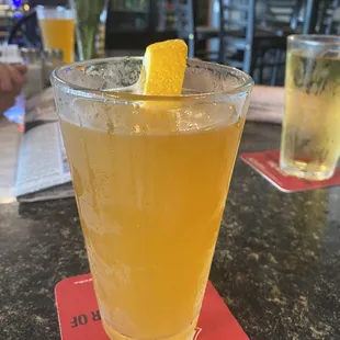 a glass of orange juice