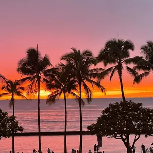 View of sunset from the pool deck
