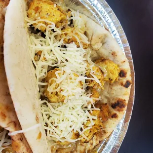 Taco with tandori chicken and korma