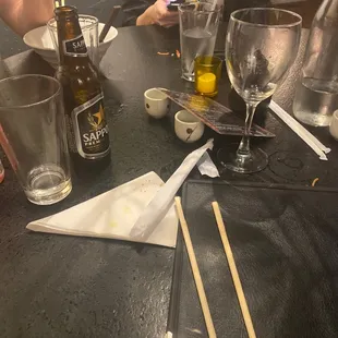 drink, sushi and sashimi