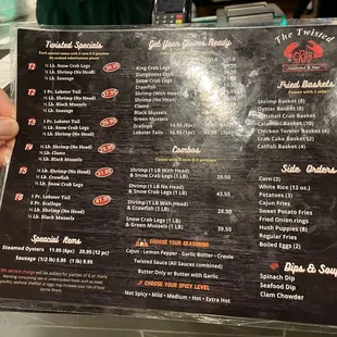 menu