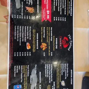 Menu with lunch specials