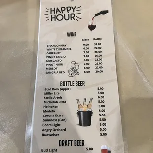 Happy Hour menu!!