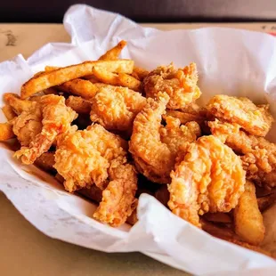 a basket of fried shrimp