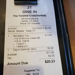 Happy hour bill