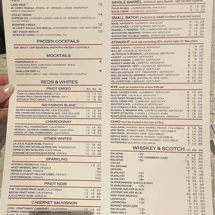 a menu for a restaurant