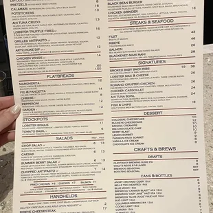 a menu for a restaurant