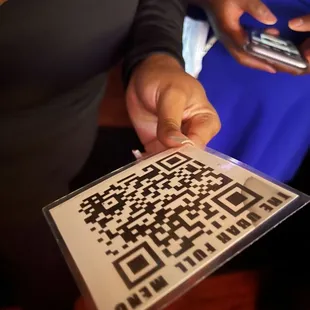 QR code or menu