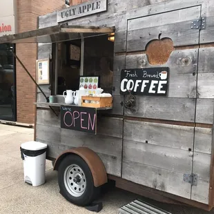 a coffee truck parked outside
