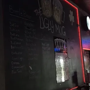 a blackboard with neon lights