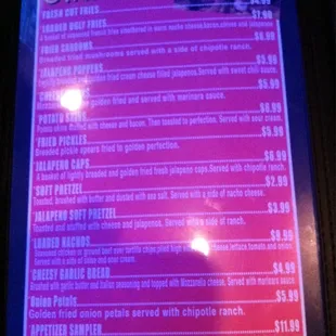 menu