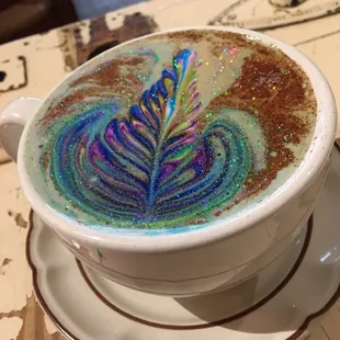 Rainbow glitter latte