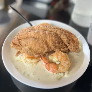 Fried catfish and shrimp and grits!