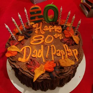 a chocolate birthday cake