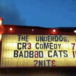 Marquee o. The front