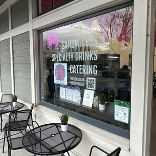 tables and chairs outside