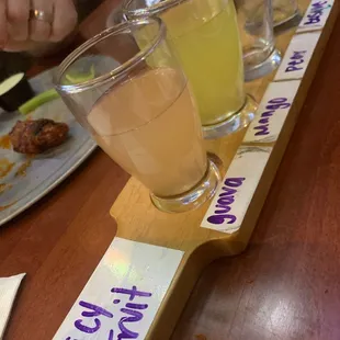 Juicy Fruit flight (Guava, Mango, Pear, Bisque-they were out of Watermelon).