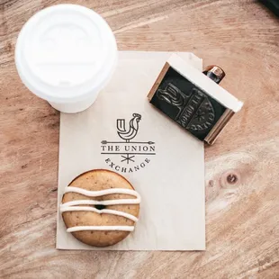 a donut and a cup of coffee